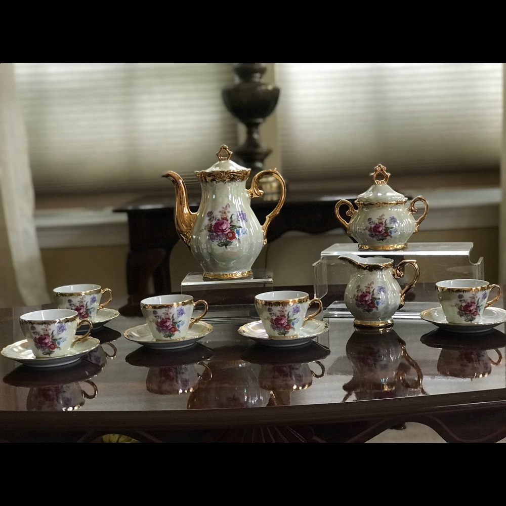 COPY - Porcelain gold trim tea set